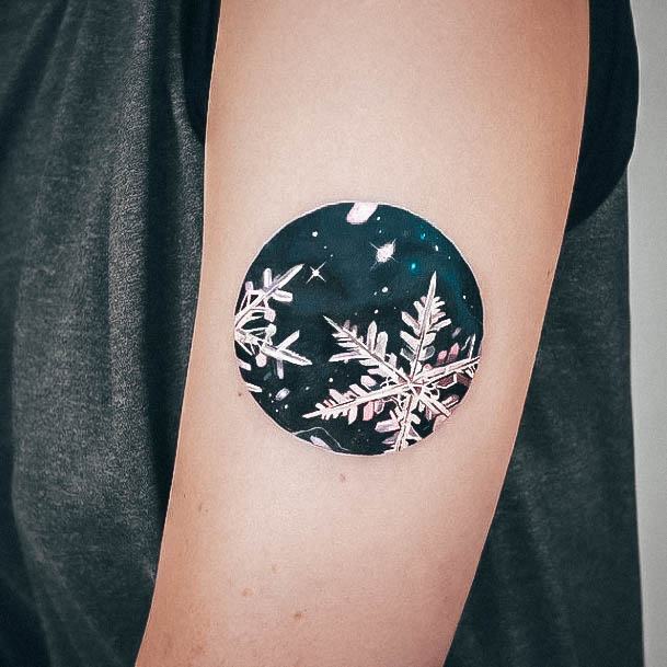 Woman With Fabulous Snowflake Tattoo Design