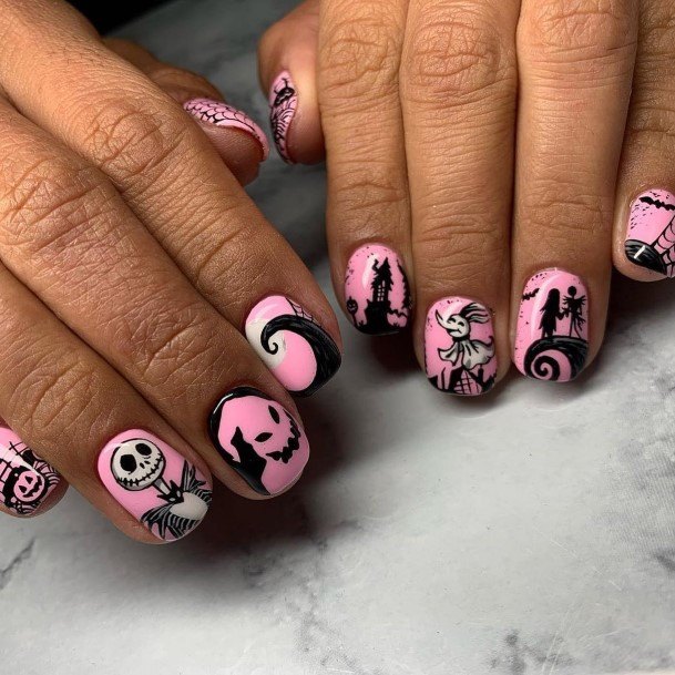 Woman With Fabulous Spooky Nail Design