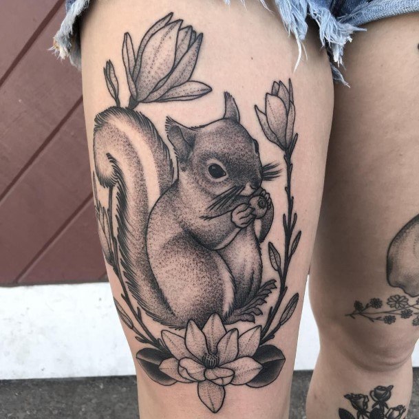 Woman With Fabulous Squirrel Tattoo Design