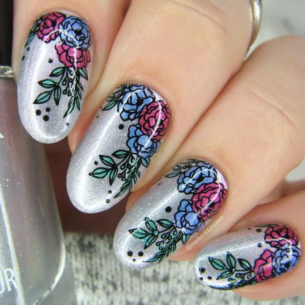Woman With Fabulous Stained Glass Nail Design
