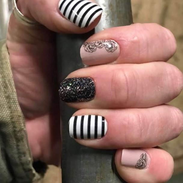 Woman With Fabulous Striped Nail Design