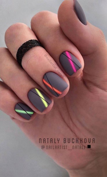 Woman With Fabulous Summer Matte Nail Design