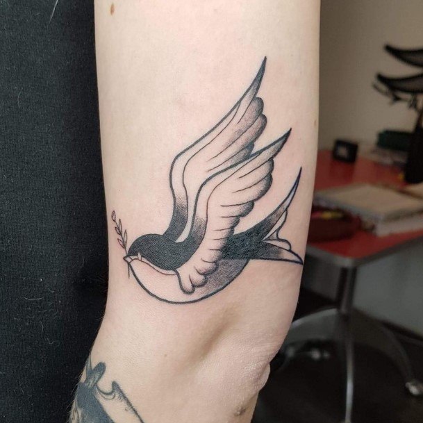 Woman With Fabulous Swallow Tattoo Design