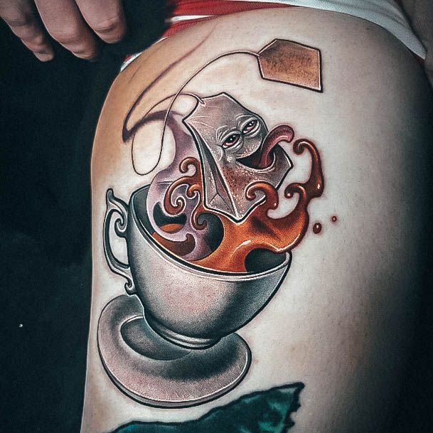 Woman With Fabulous Tea Tattoo Design