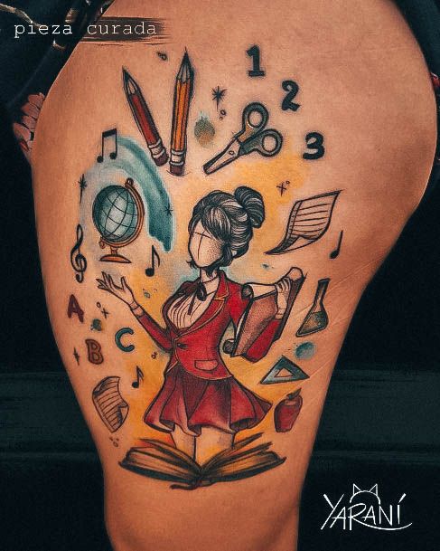 Woman With Fabulous Teacher Tattoo Design