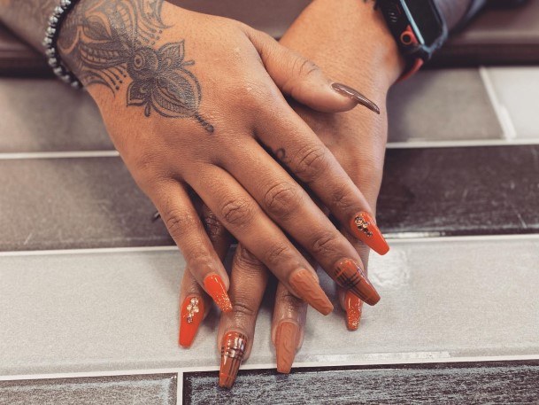 Woman With Fabulous Thanksgiving Nail Design