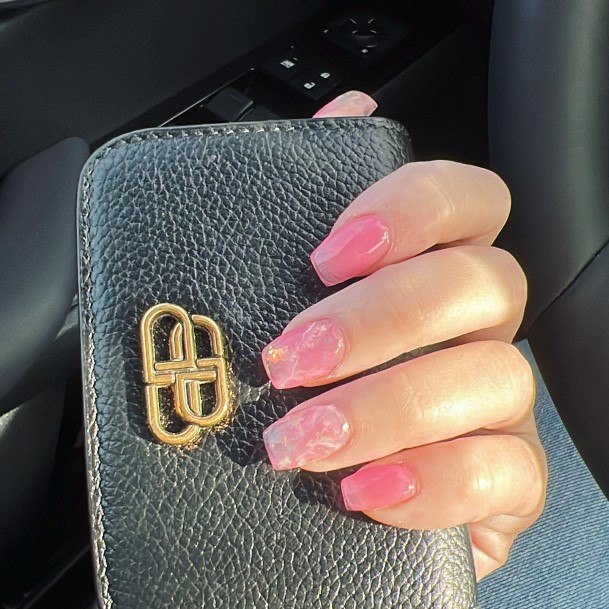 Woman With Fabulous Translucent Pink Nail Design