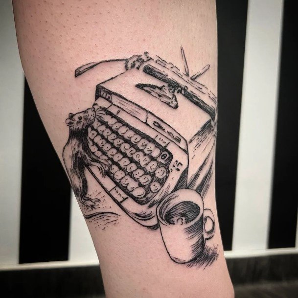 Woman With Fabulous Typewriter Tattoo Design