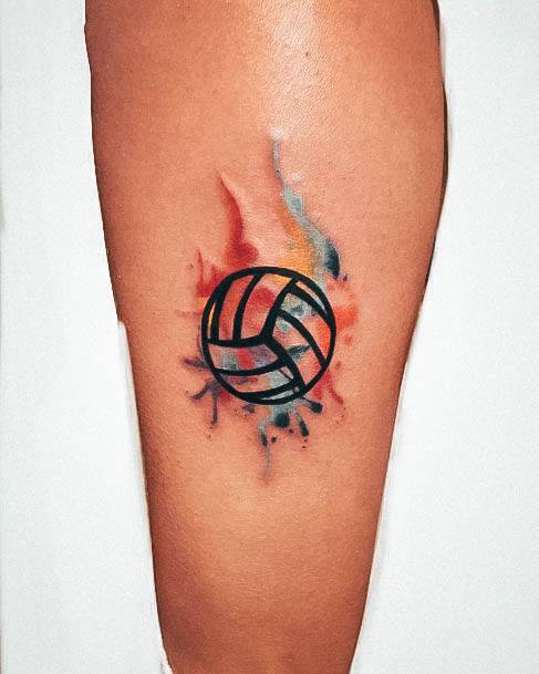 Woman With Fabulous Volleyball Tattoo Design