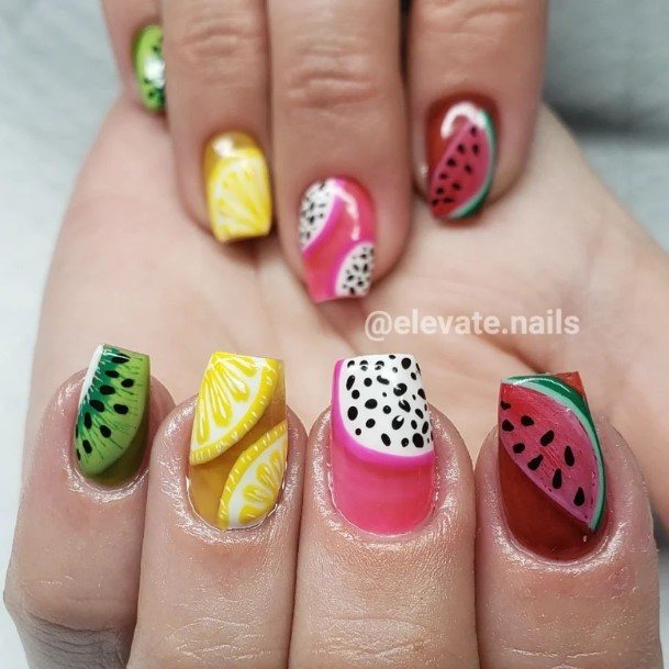 Woman With Fabulous Watermelon Nail Design