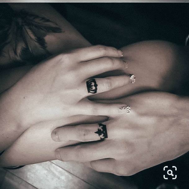 Woman With Fabulous Wedding Ring Tattoo Design