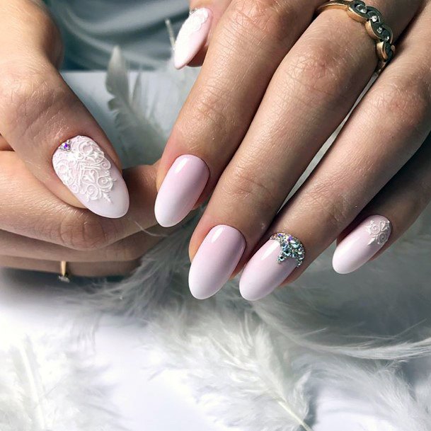 Woman With Fabulous White Dress Nail Design