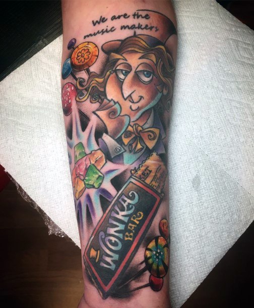 Woman With Fabulous Willy Wonka Tattoo Design