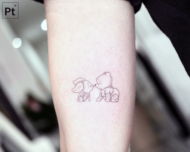 Woman With Fabulous Winnie The Pooh Tattoo Design