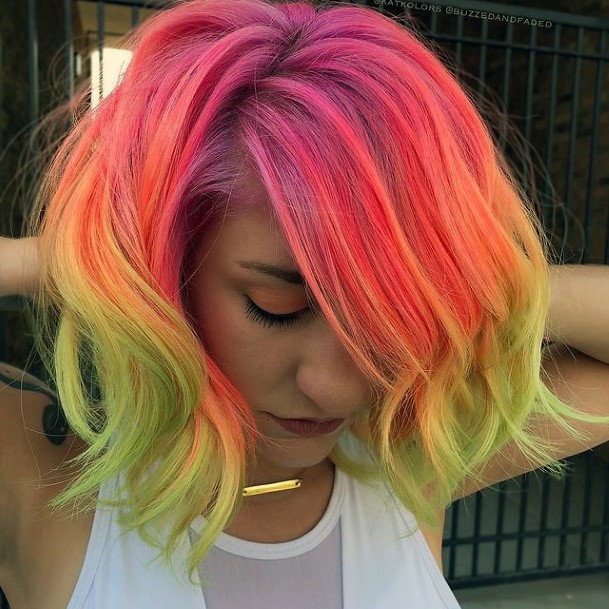 Woman With Fabulous Yellow Ombre Hairstyles Design