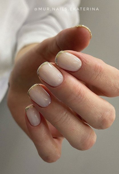 Woman With Glitter French Tip Nail