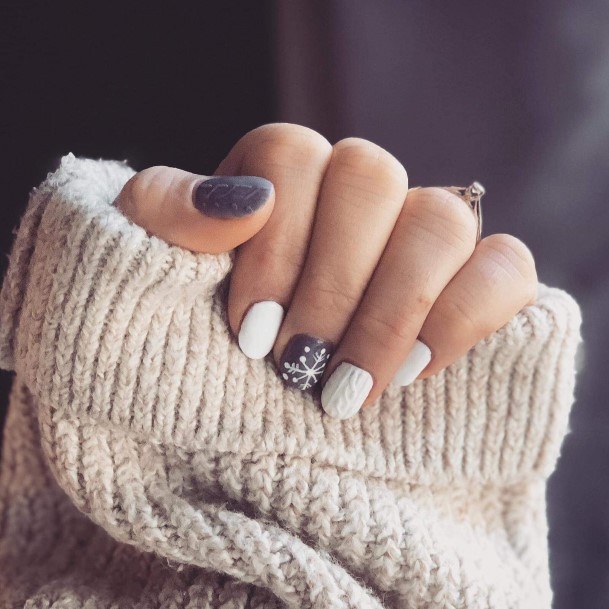 Woman With Grey And White Nail