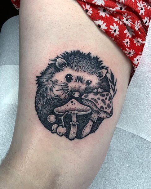 Woman With Hedgehog Tattoo