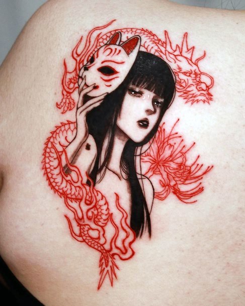 Woman With Kitsune Tattoo