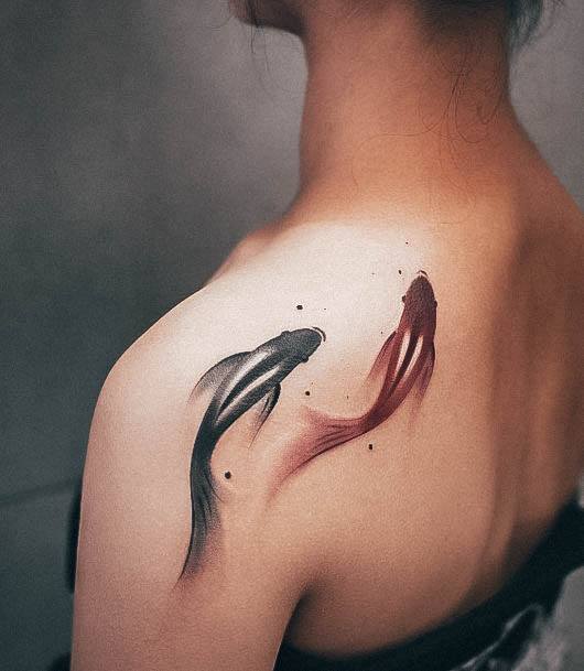 Woman With Koi Fish Tattoo