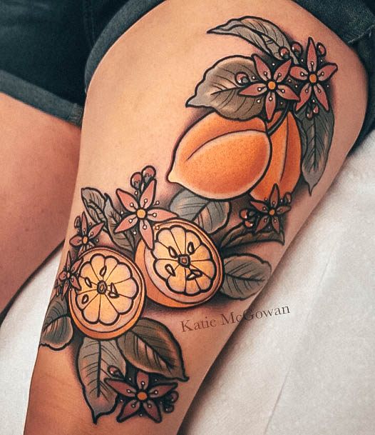 Woman With Lemon Tattoo Design