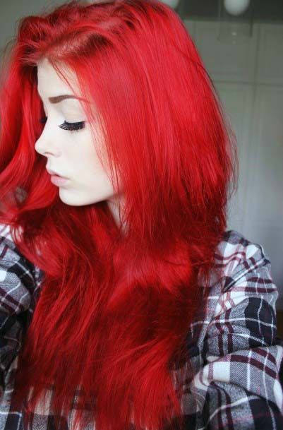 Woman With Long Bright Red Hair Pretty Style Bold Color