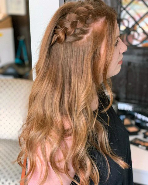 Woman With Long Light Brown Hair With Half Side Braid