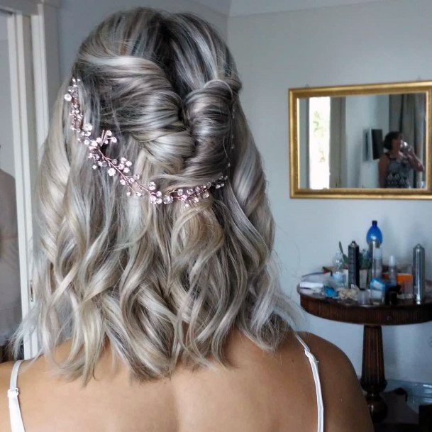 Woman With Medium Silver Blonde Hair Formal Look Embellished Pretty