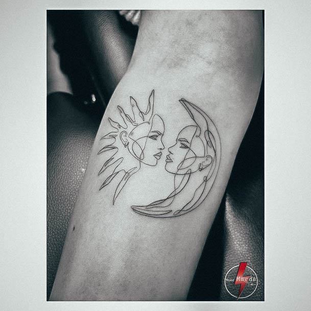 Woman With Moon Tattoo Design