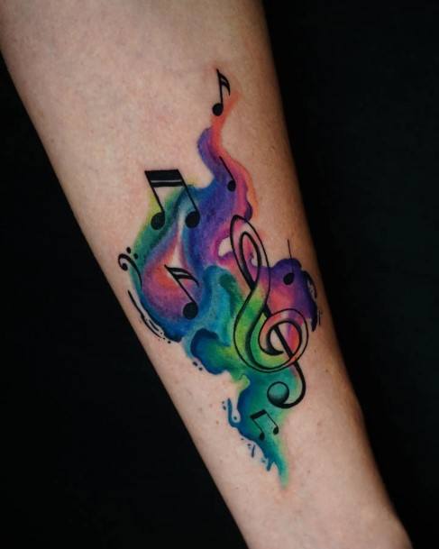 Woman With Music Note Tattoo
