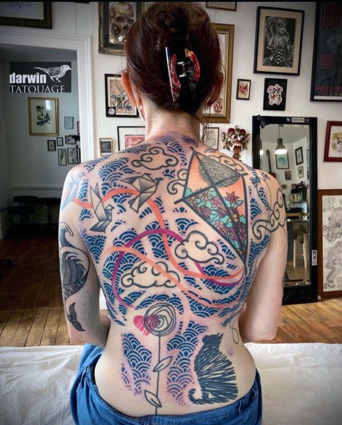 Woman With Origami Tattoo