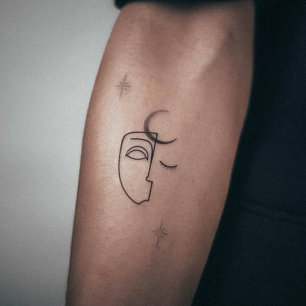 Woman With Outline Tattoo