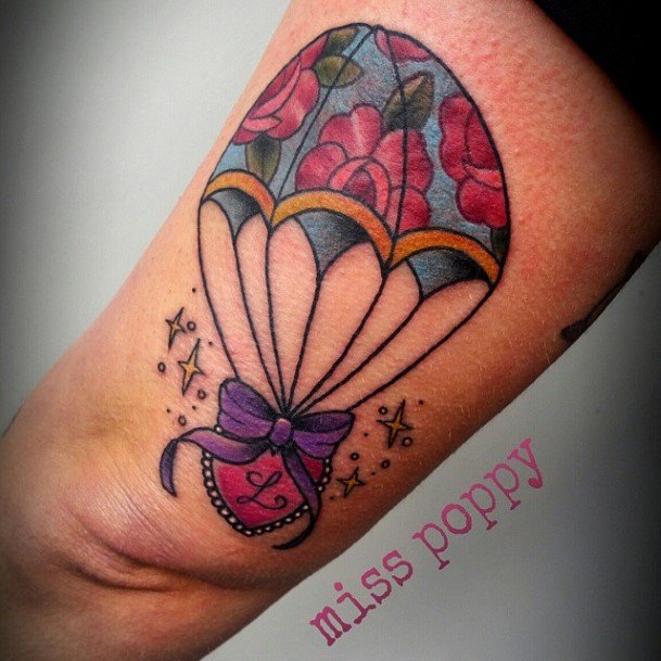 Woman With Parachute Skydiving Tattoo