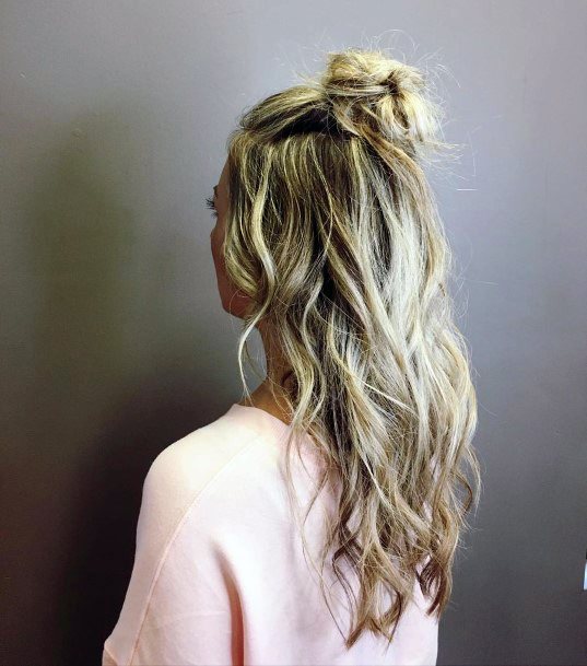 Woman With Past Shoulder Length Hair In Top Knot Hairstyles