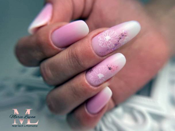 Woman With Pink Ombre With Glitter Nail