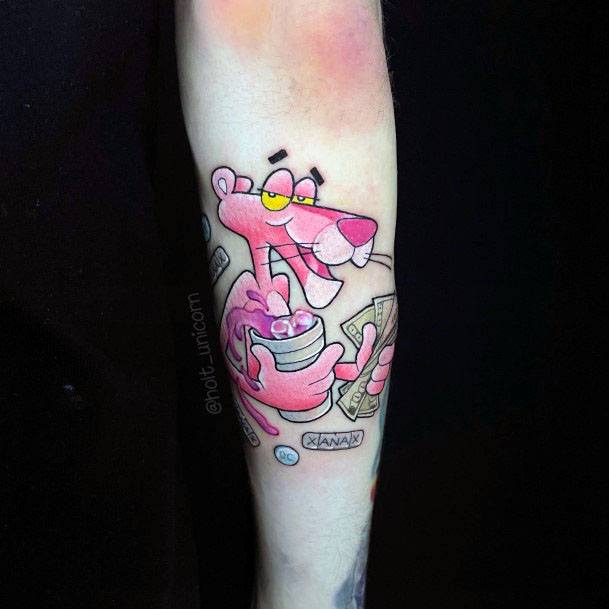 Woman With Pink Panther Tattoo