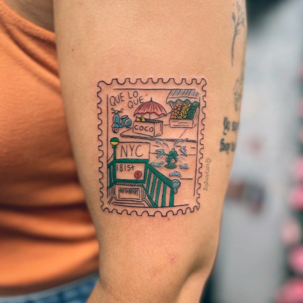 Top 100 Best Postage Stamp Tattoos For Women Mail Design Ideas