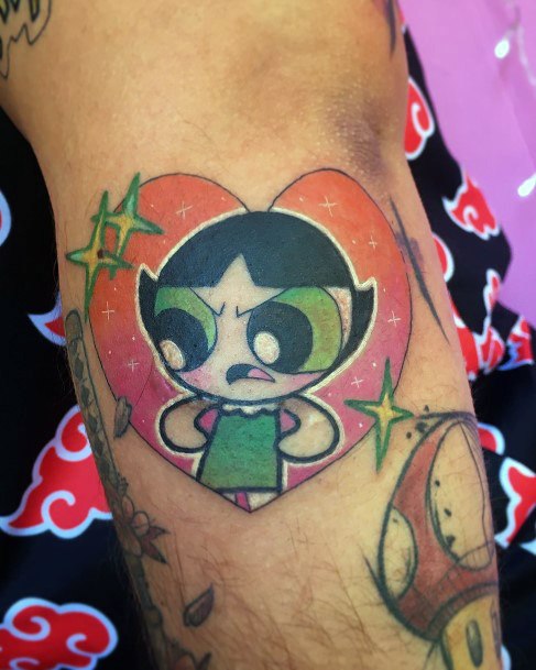 Woman With Powerpuff Girls Buttercup Tattoo