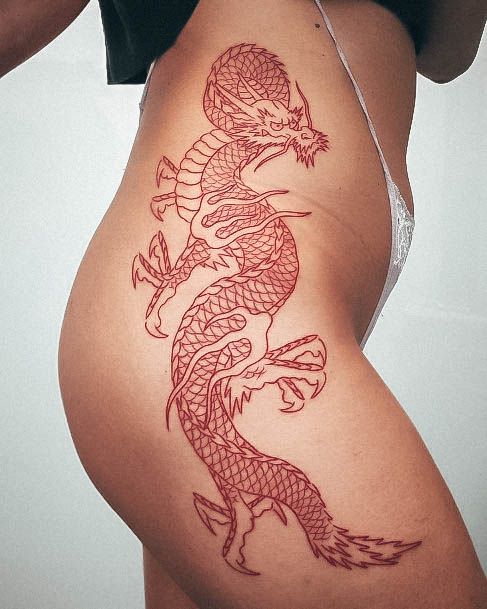 Woman With Red Dragon Tattoo