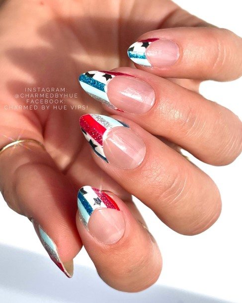 Woman With Red White And Blue Nail