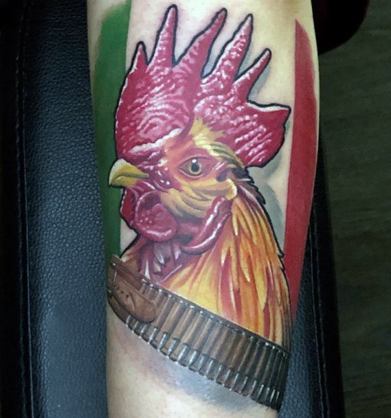 Woman With Rooster Tattoo