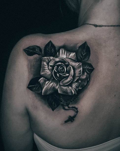 Woman With Rose Shoulder Tattoo