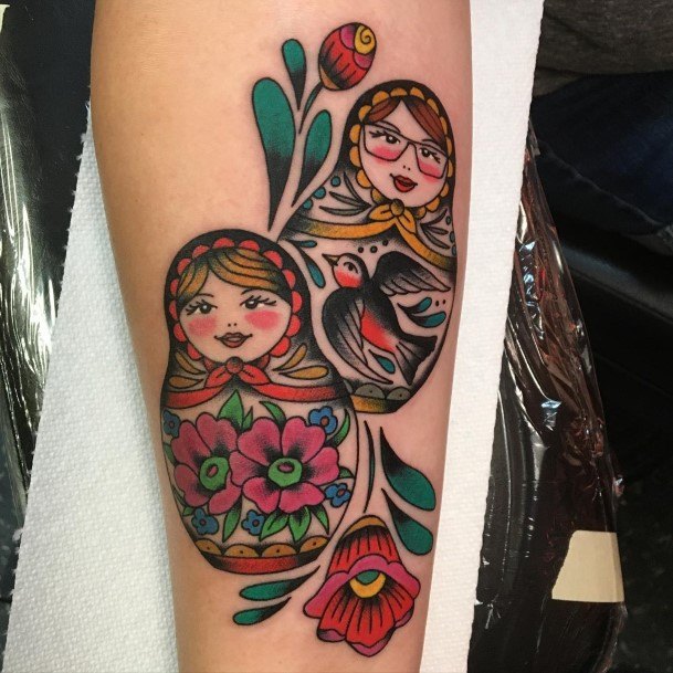 Woman With Russian Nesting Doll Matryoshka Tattoo