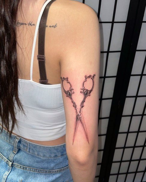 Woman With Scissors Tattoo