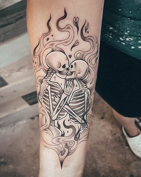 Woman With Skeleton Tattoo