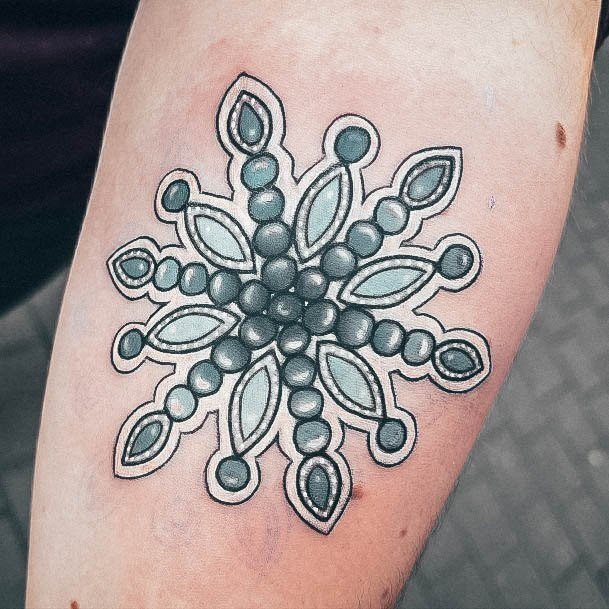 Woman With Snowflake Tattoo Design