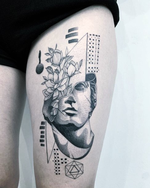 Woman With Statue Tattoo