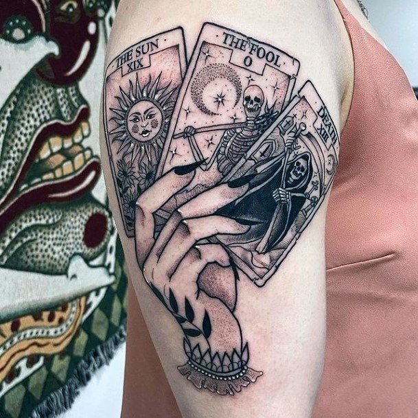 Woman With Tarot Card Tattoo