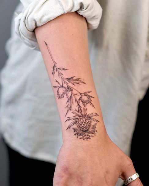 Top 100 Best Thistle Tattoos For Women - Flowering Plant Design Ideas