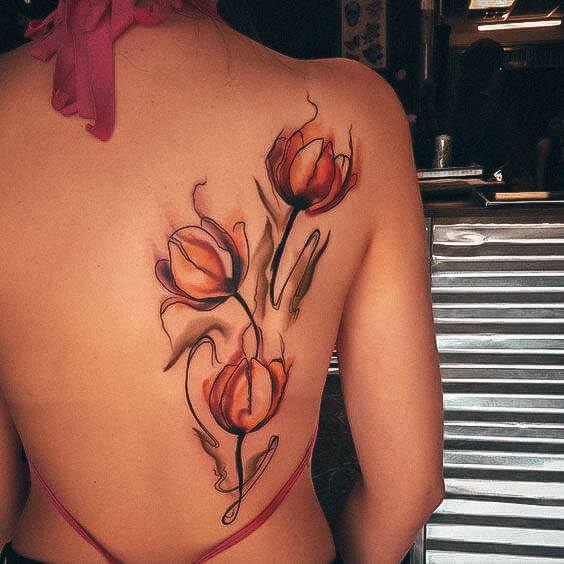 Woman With Tulip Tattoo